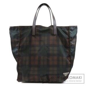 Prada Tessuto triangle logo plaid tote Shoulder bag